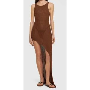NWT Aya Muse Brown Ika Cotton Long sheer knit swim sexy - Size S